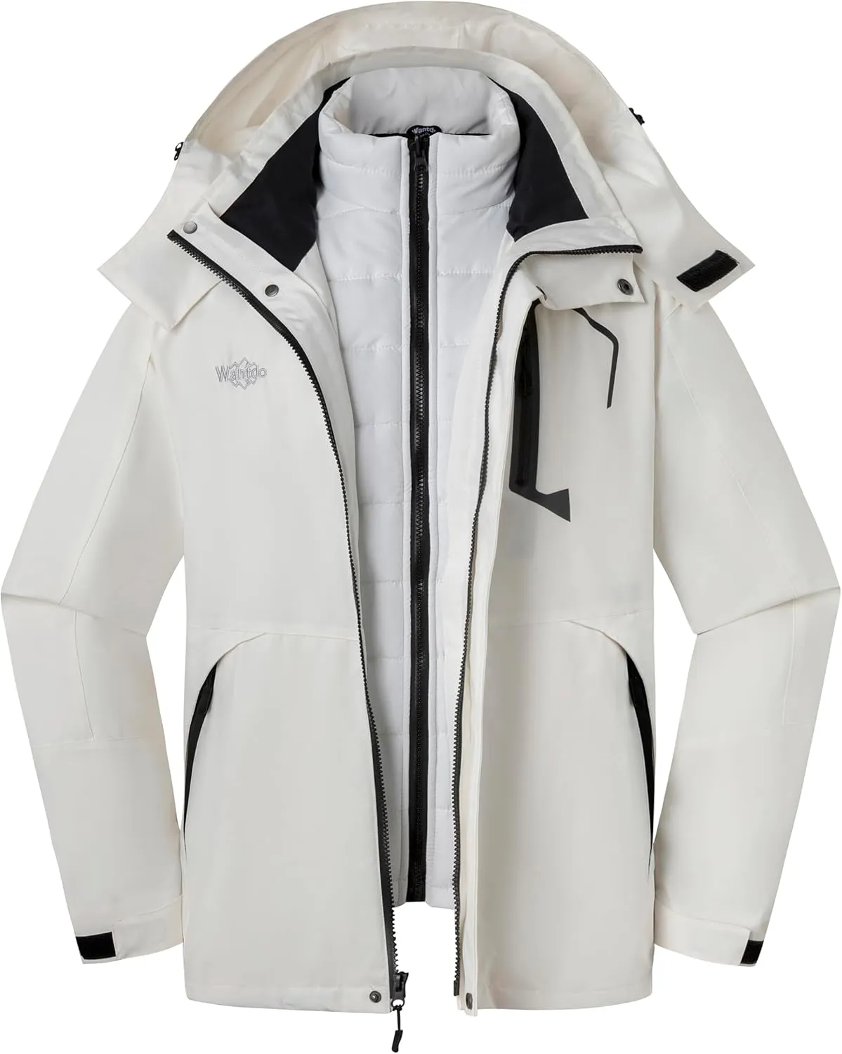 Wantdo Men's Waterproof 3-in-1 Ski Jacket Warm Winter Snow Coat Windproof Rain Jackets Snowboarding Jackets