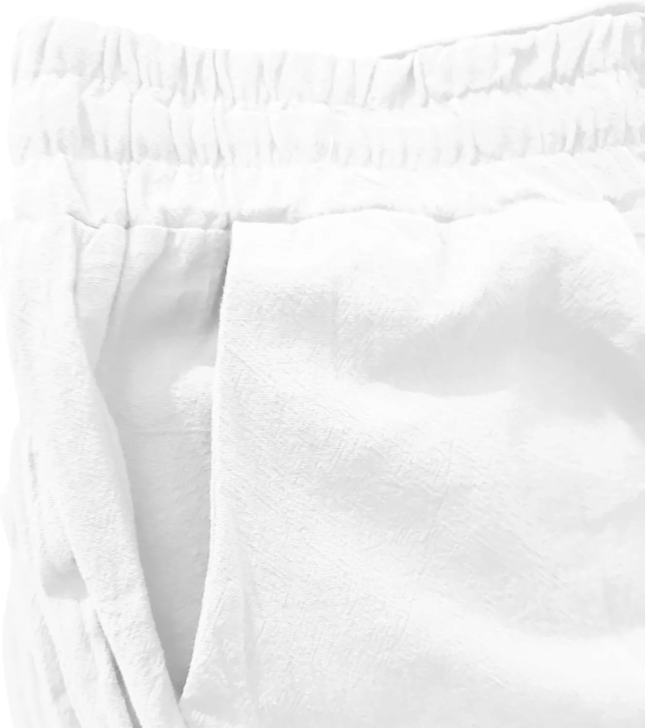 Wide Leg Linen Pants for Women Plus Size High Elastic Waist Baggy Cotton Pants with Pockets Stretch Casual Summer Trousers