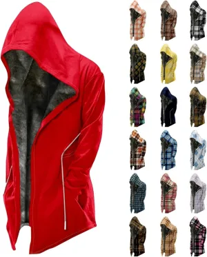 Winter Coats for Men With Hood Long Sleeve Heavyweight Warm Fleece Jacket, M-6XL