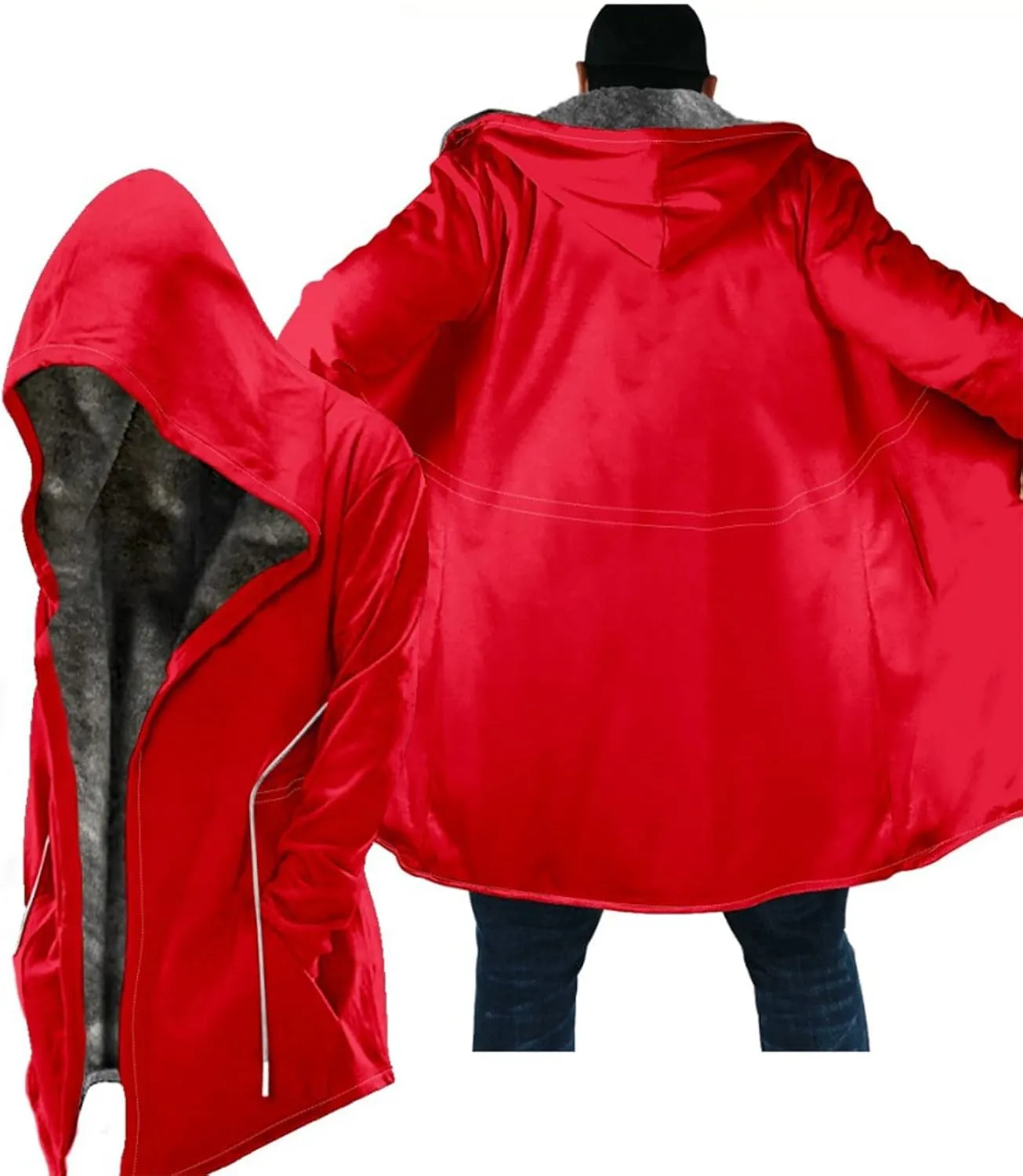 Winter Coats for Men With Hood Long Sleeve Heavyweight Warm Fleece Jacket, M-6XL