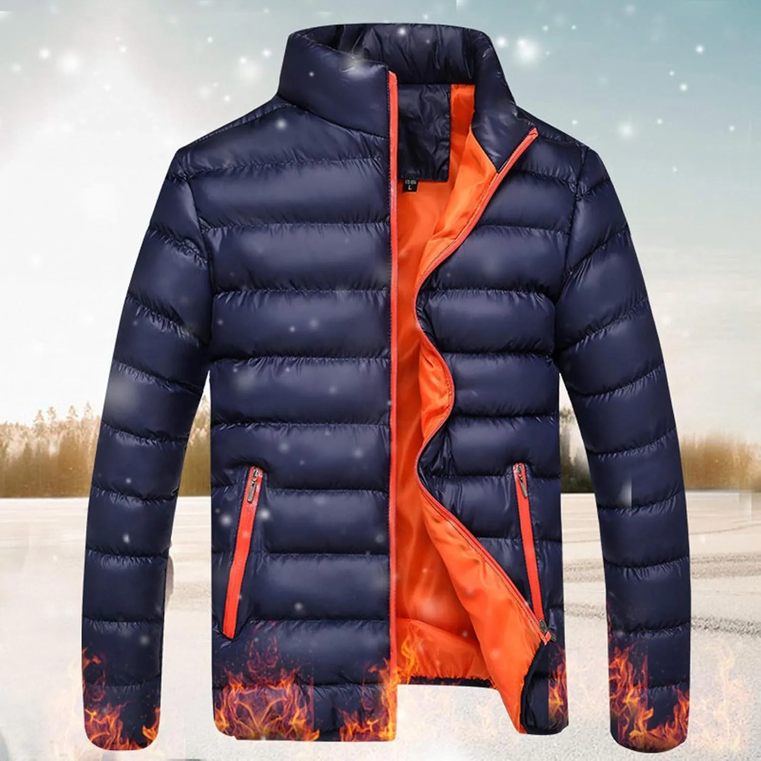 Winter Jackets for Men - Lightweight Puffer Quilted Jacket, Packable Down Coat, Stand Up Collar