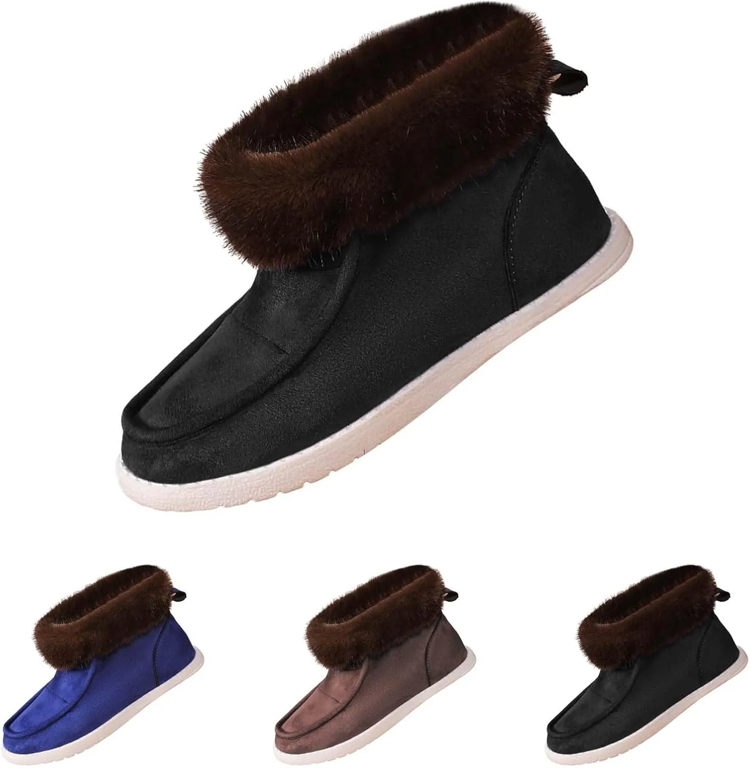 Winter White Boots for Women Size 12 Warm Boots for Men Waterproof Ankle Winter Boots for Women Black Fluffy Boots Womens Winter Boots White of Today