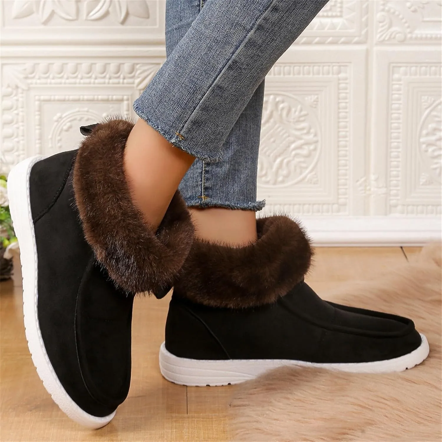 Winter White Boots for Women Size 12 Warm Boots for Men Waterproof Ankle Winter Boots for Women Black Fluffy Boots Womens Winter Boots White of Today