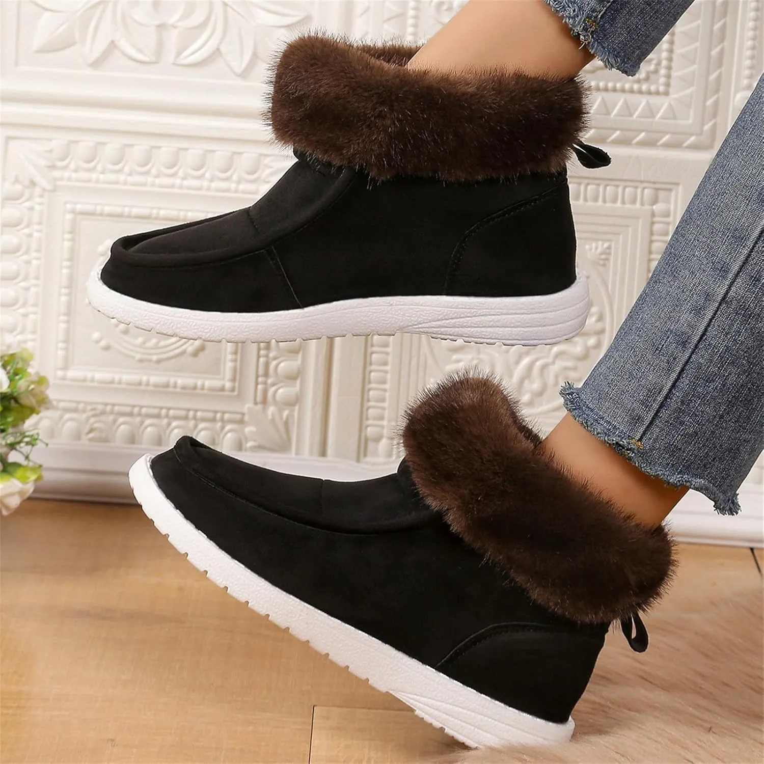 Winter White Boots for Women Size 12 Warm Boots for Men Waterproof Ankle Winter Boots for Women Black Fluffy Boots Womens Winter Boots White of Today