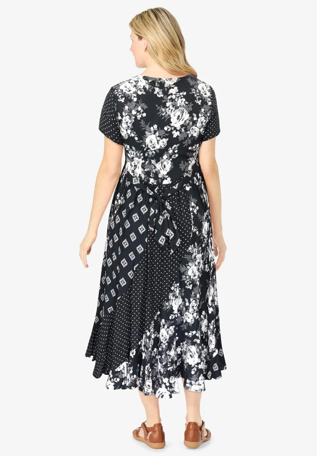 Woman Within Women's Plus Size Mixed Print Maxi Dress