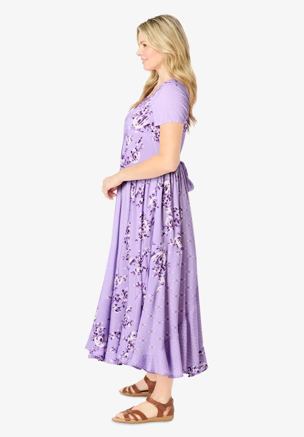 Woman Within Women's Plus Size Mixed Print Maxi Dress