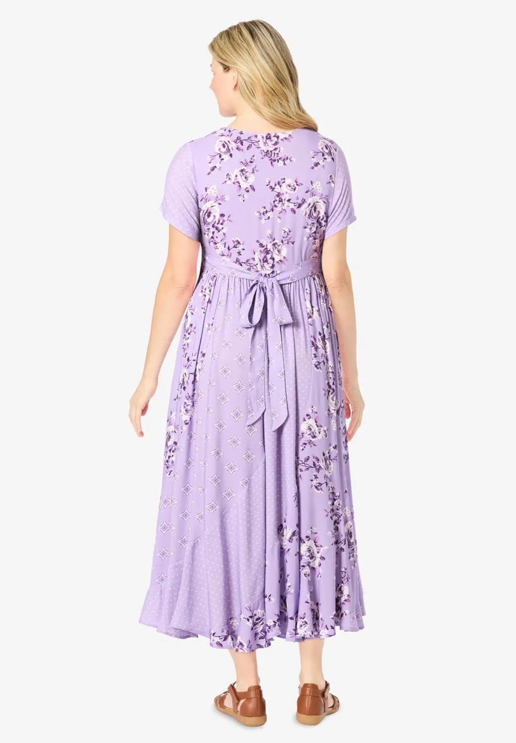Woman Within Women's Plus Size Mixed Print Maxi Dress