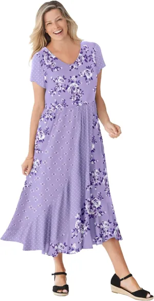 Woman Within Women's Plus Size Mixed Print Maxi Dress