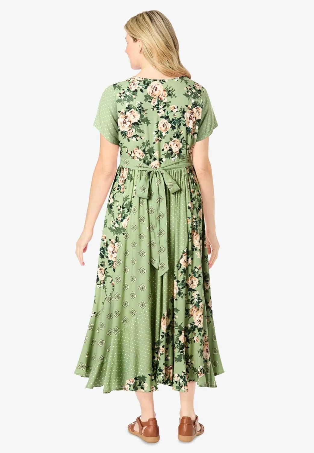Woman Within Women's Plus Size Mixed Print Maxi Dress