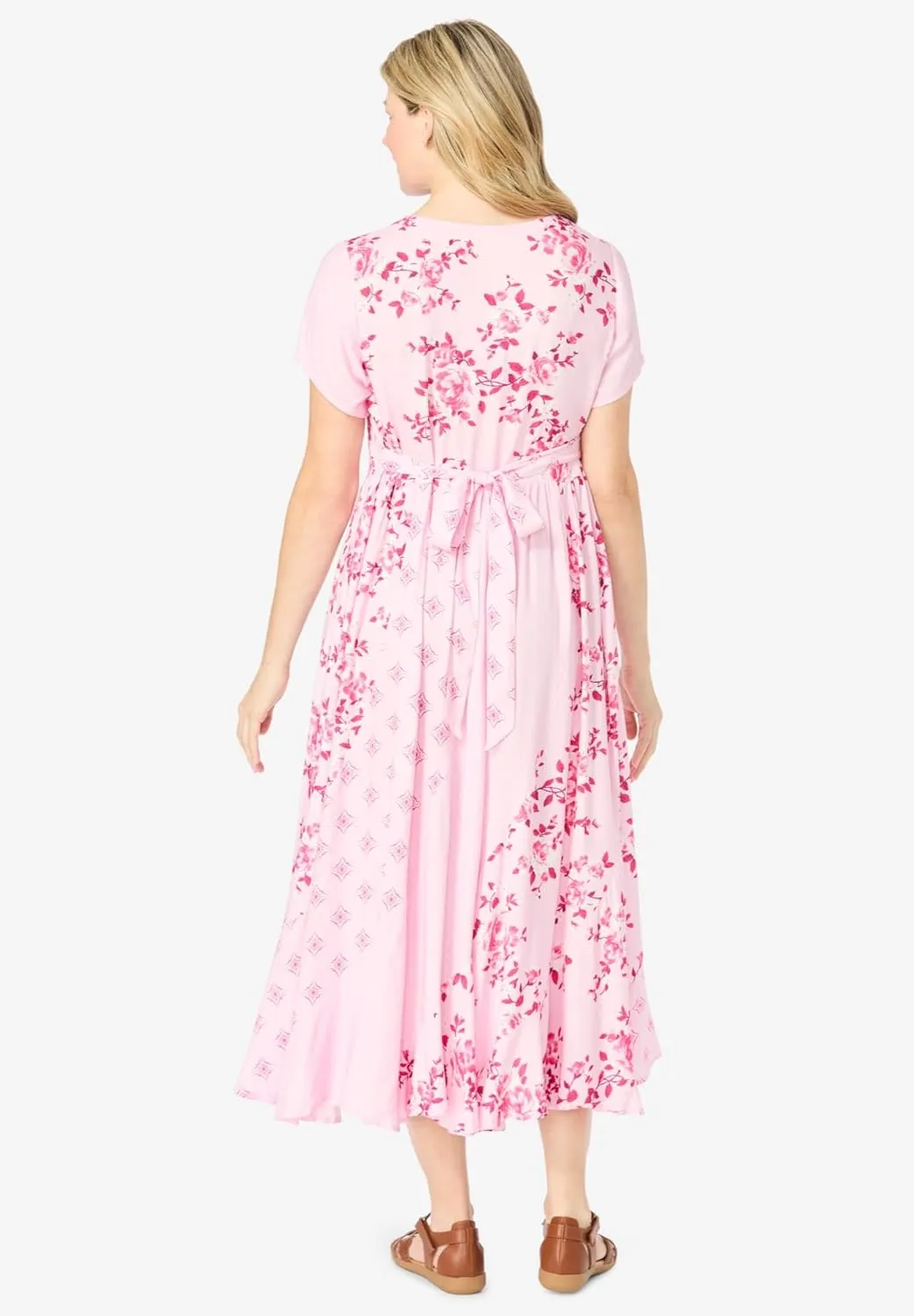 Woman Within Women's Plus Size Mixed Print Maxi Dress