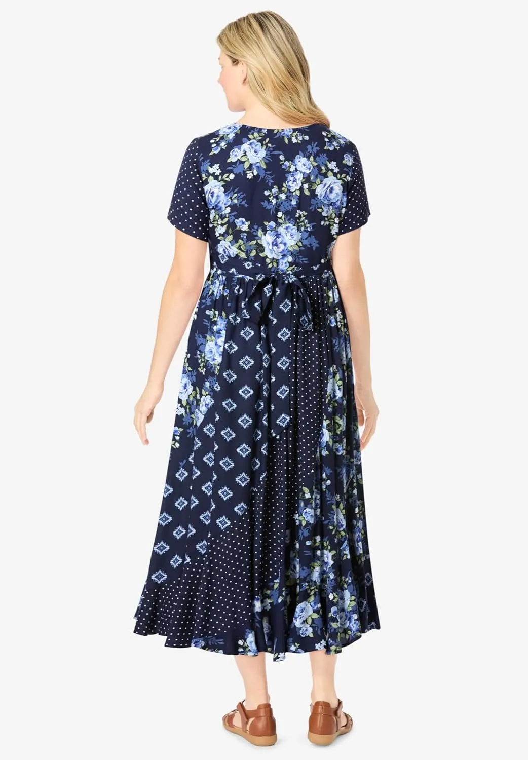 Woman Within Women's Plus Size Mixed Print Maxi Dress