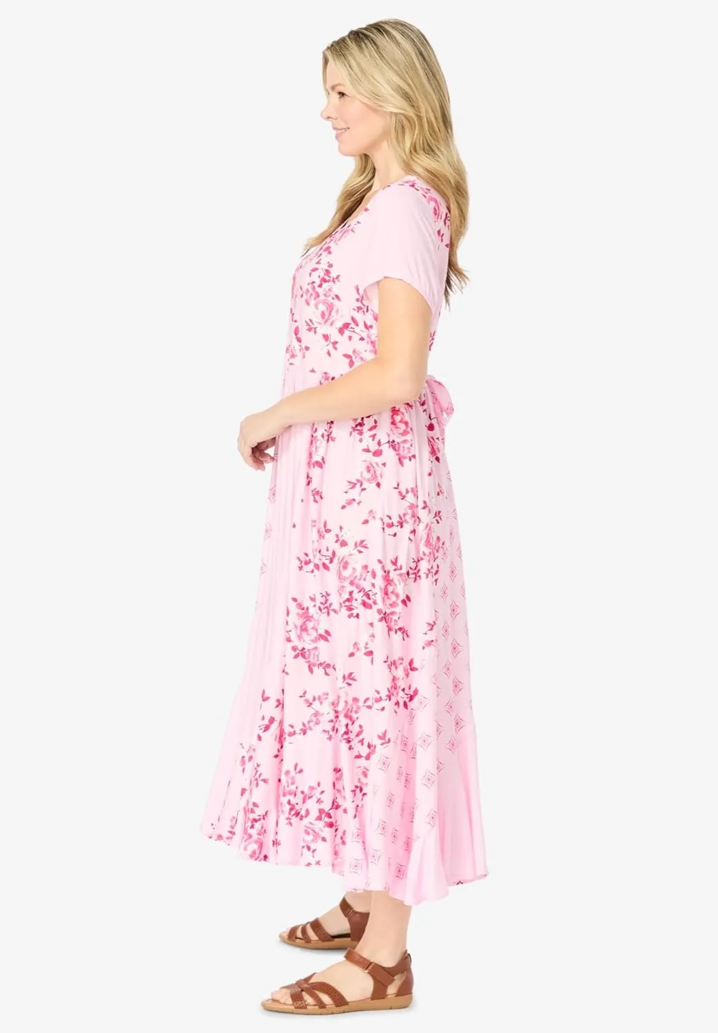 Woman Within Women's Plus Size Mixed Print Maxi Dress