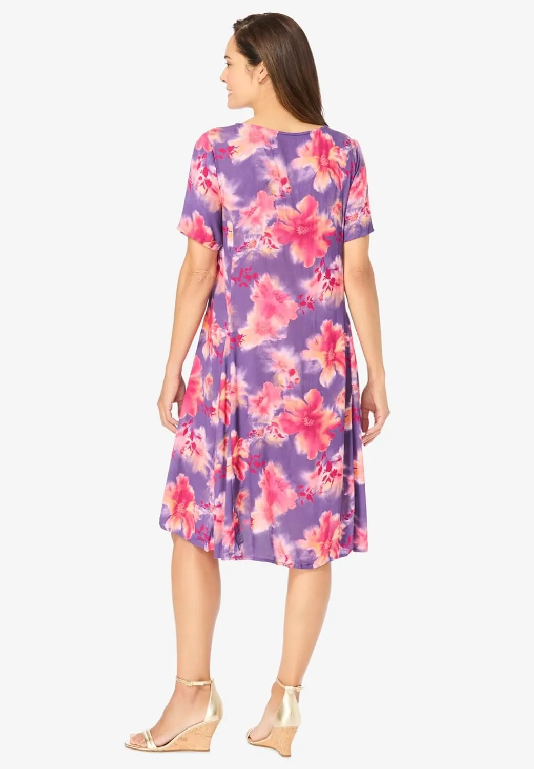 Woman Within Women's Plus Size Short Crinkle Dress