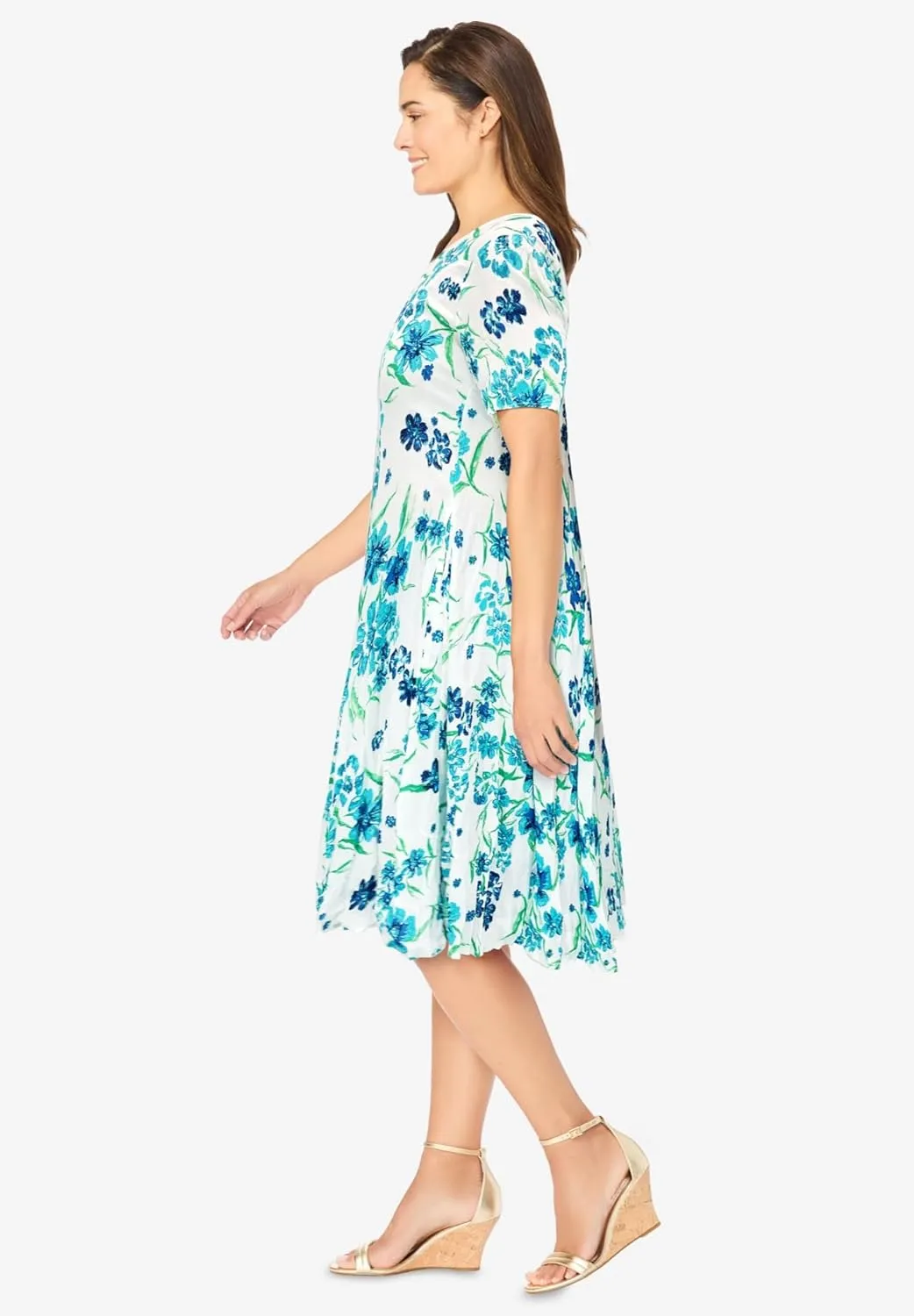Woman Within Women's Plus Size Short Crinkle Dress