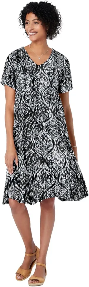 Woman Within Women's Plus Size Short Crinkle Dress