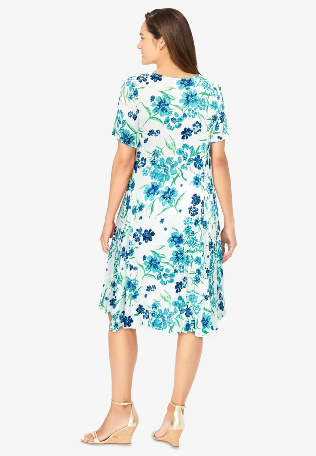 Woman Within Women's Plus Size Short Crinkle Dress
