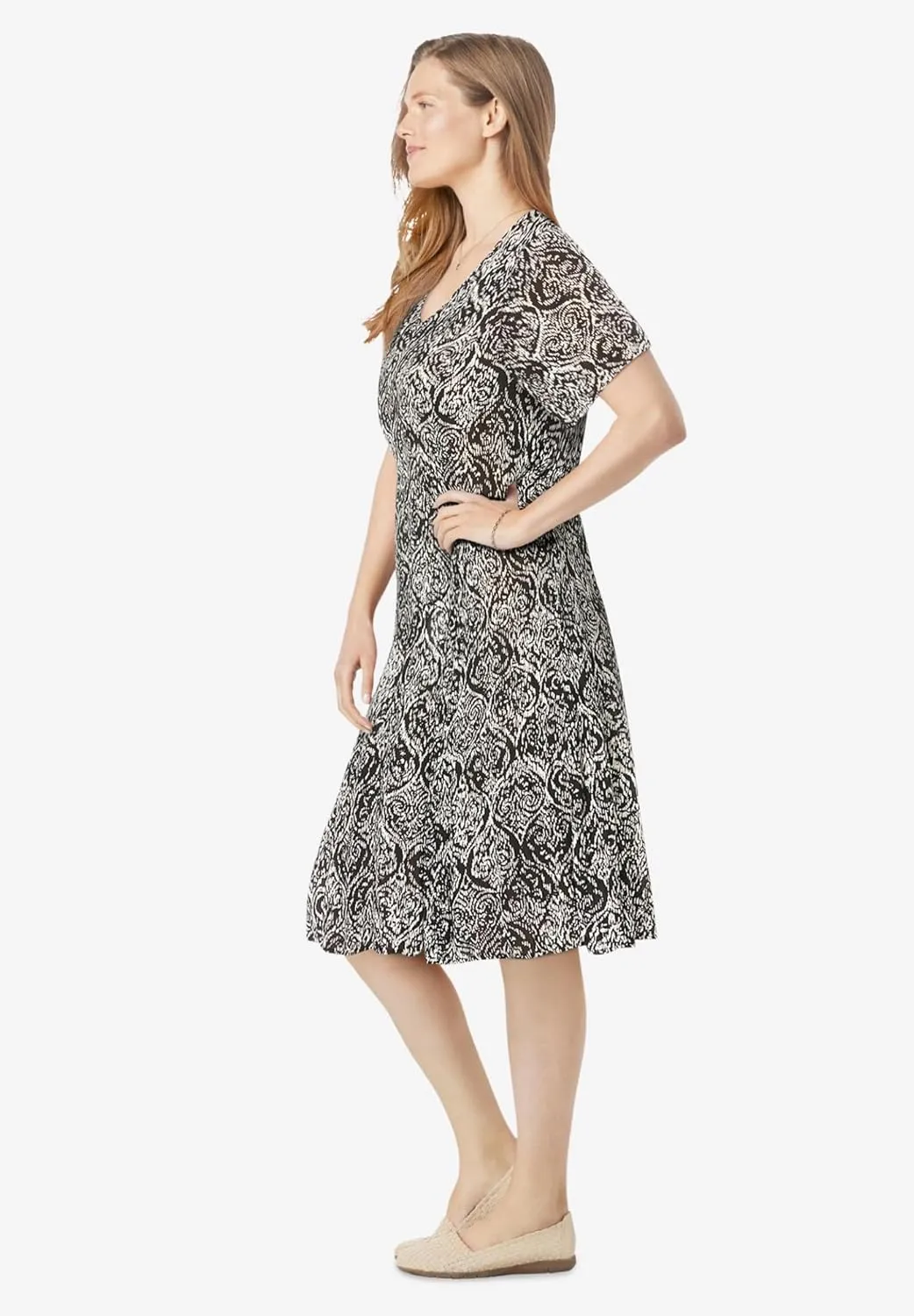 Woman Within Women's Plus Size Short Crinkle Dress