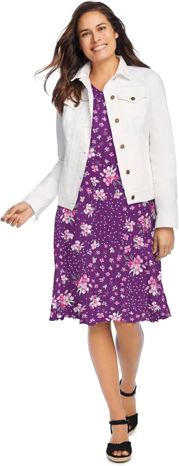 Woman Within Women's Plus Size Short Crinkle Dress