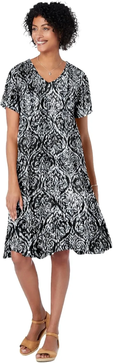 Woman Within Women's Plus Size Short Crinkle Dress