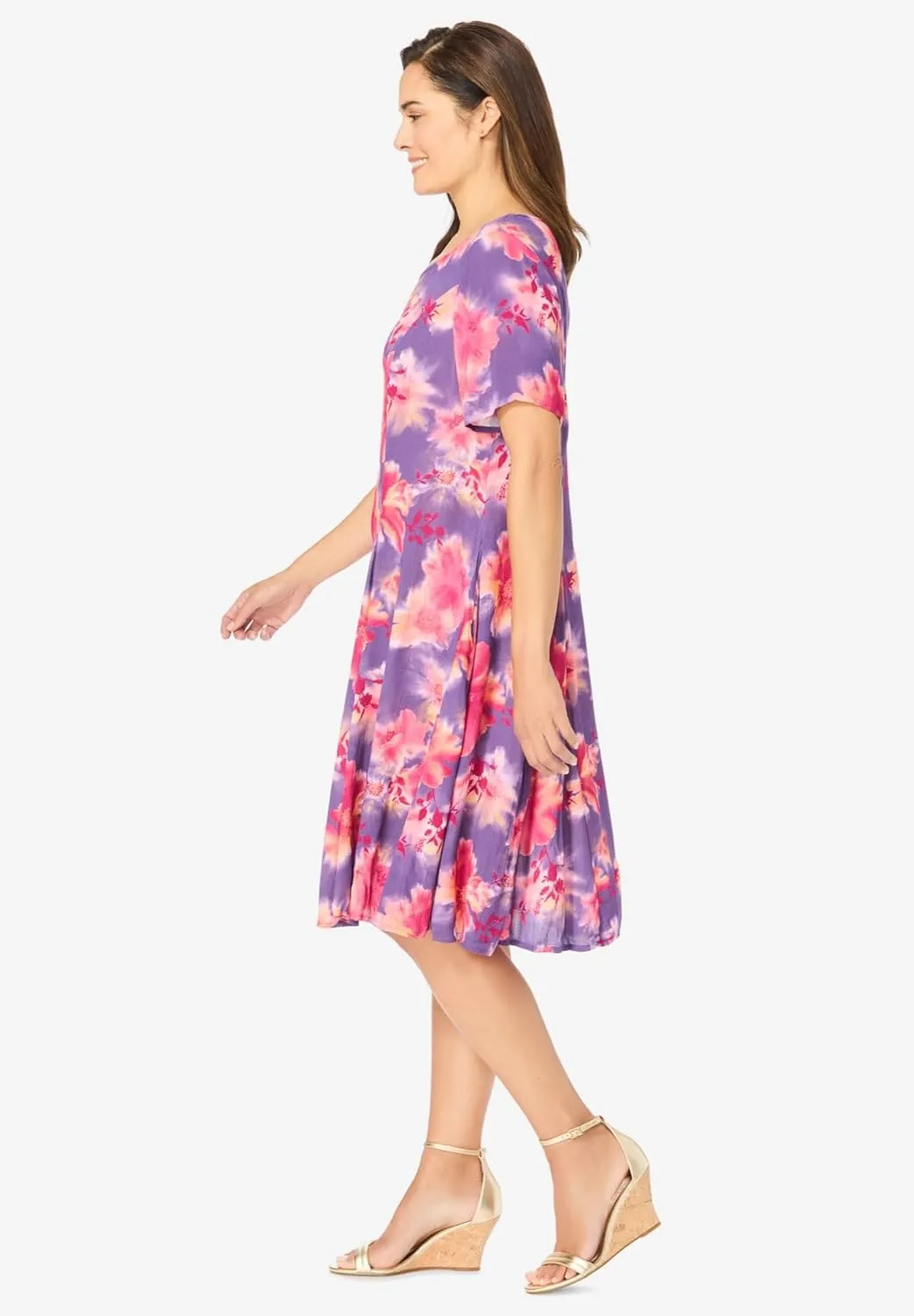 Woman Within Women's Plus Size Short Crinkle Dress