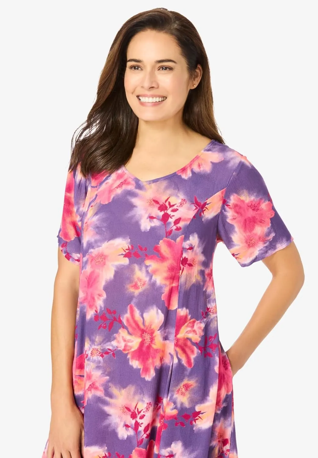 Woman Within Women's Plus Size Short Crinkle Dress