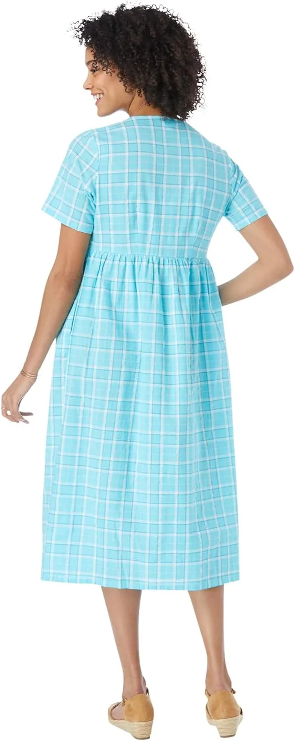 Woman Within Women's Plus Size Short-Sleeve Seersucker Dress