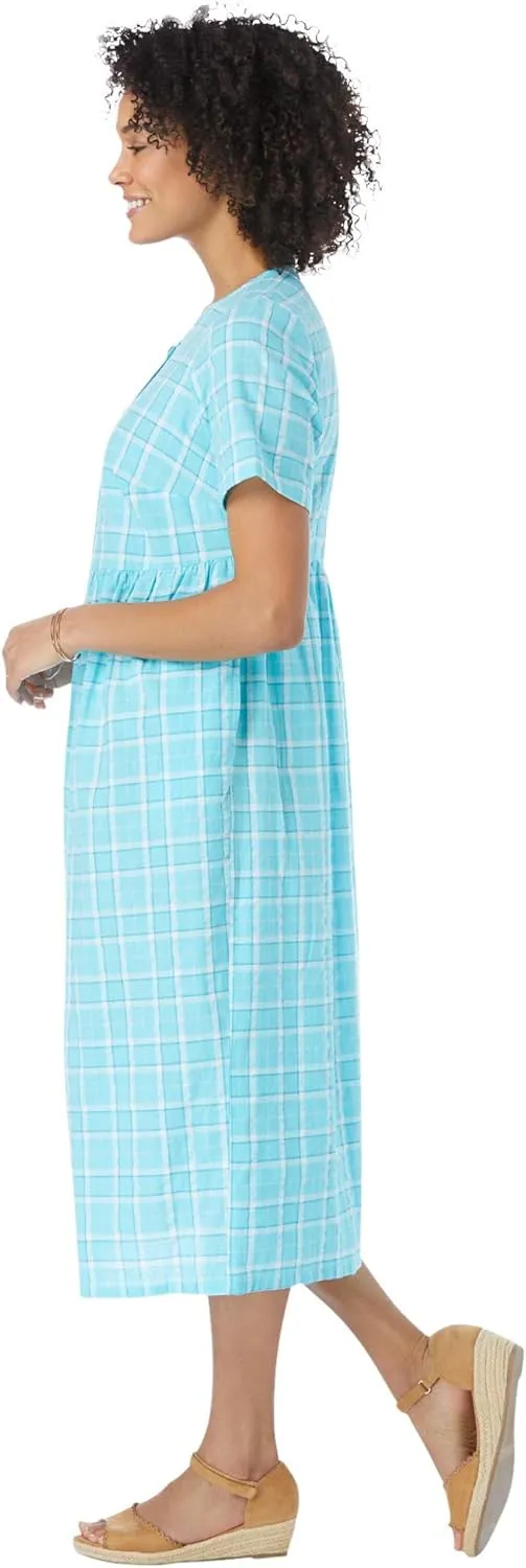 Woman Within Women's Plus Size Short-Sleeve Seersucker Dress