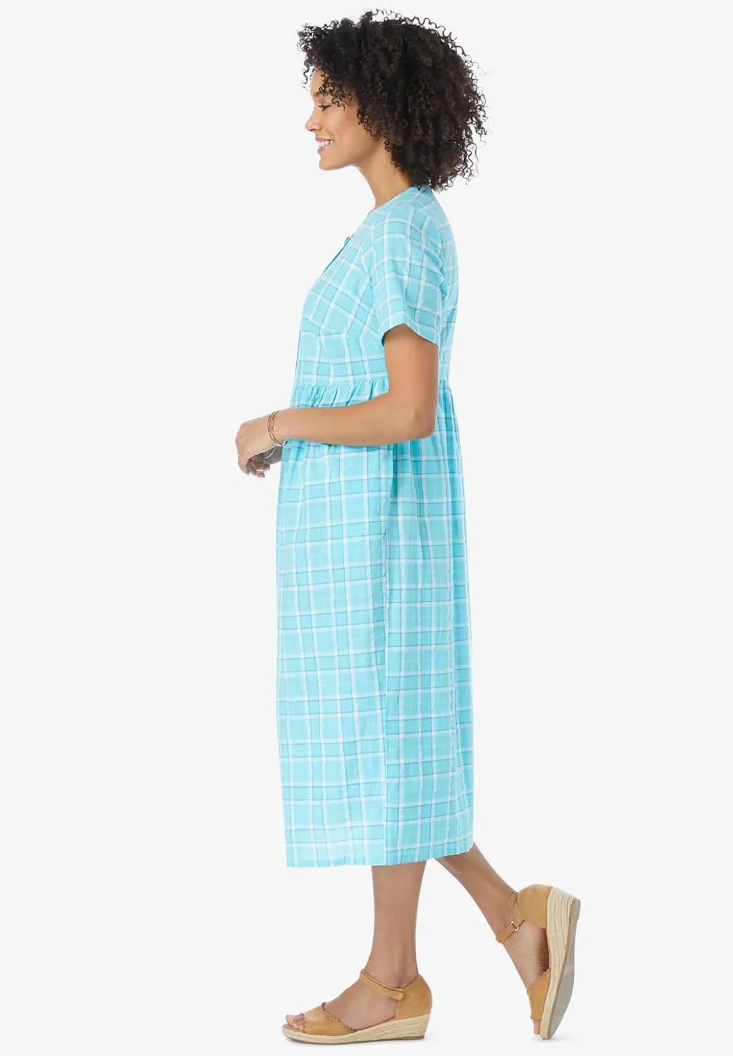 Woman Within Women's Plus Size Short-Sleeve Seersucker Dress