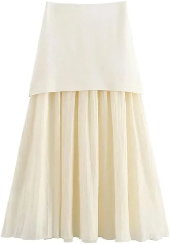 Women Golden Buttons Knit Waistcoat High Elastic Waist Pleated Midi Skirt Female Two Piece Sets