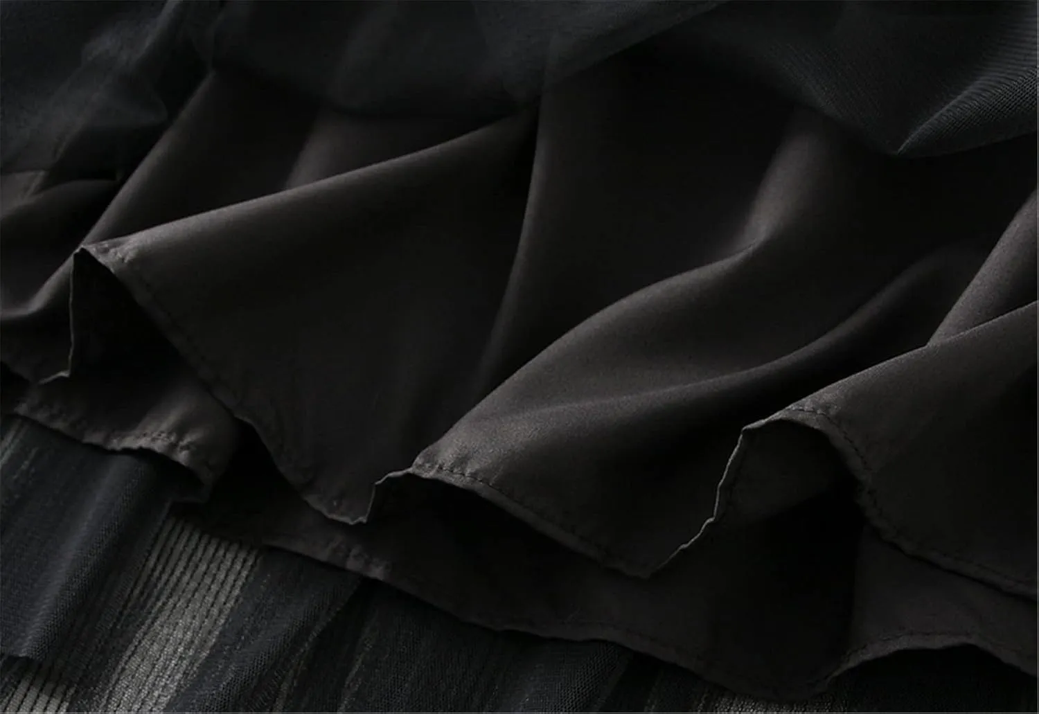 Women High Elastic Waist Pleated Mesh Skirt Midi Swing A-line Skirts