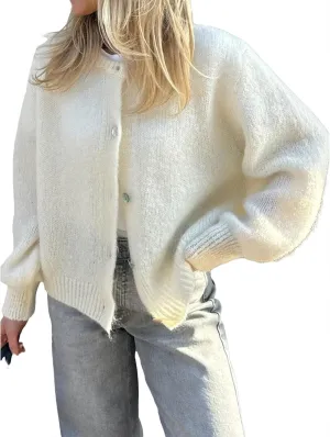 Women Long Sleeve Button Down Cardigan Y2k Knitted Lightweight Sweaters Casual Fall Cute Solid Knitwear Top