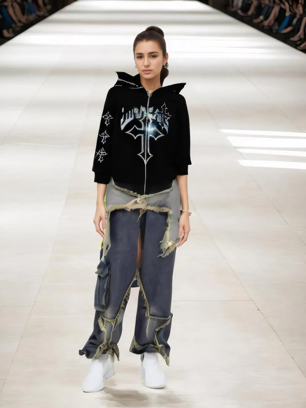 Women Rhinestone Graphic Hoodies Y2k Full Zip Up Jacket Men Gothic Oversized Aesthetic Hoodie Clothes Casual Sweatshirt