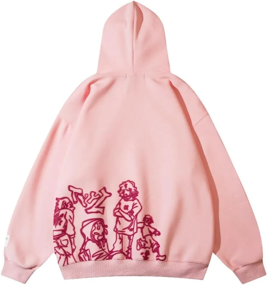 Women Rhinestone Graphic Hoodies Y2k Full Zip Up Jacket Men Gothic Oversized Aesthetic Hoodie Clothes Casual Sweatshirt
