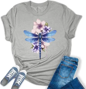 Women Vintage Boho Shirt Tree of Life Flower Tops Watercolor Graphic Tees Casual Short Sleeve Summer T Shirts