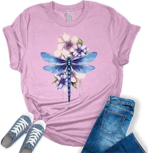 Women Vintage Boho Shirt Tree of Life Flower Tops Watercolor Graphic Tees Casual Short Sleeve Summer T Shirts