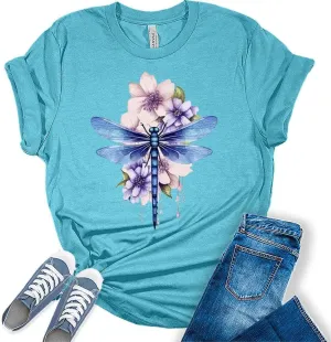 Women Vintage Boho Shirt Tree of Life Flower Tops Watercolor Graphic Tees Casual Short Sleeve Summer T Shirts
