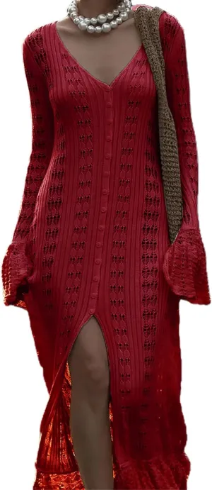 Women Vintage Crochet Granny Square Cardigan Jumper Long Sleeve Open Front Floral Knit Sweater Knitwear Long Cardigan