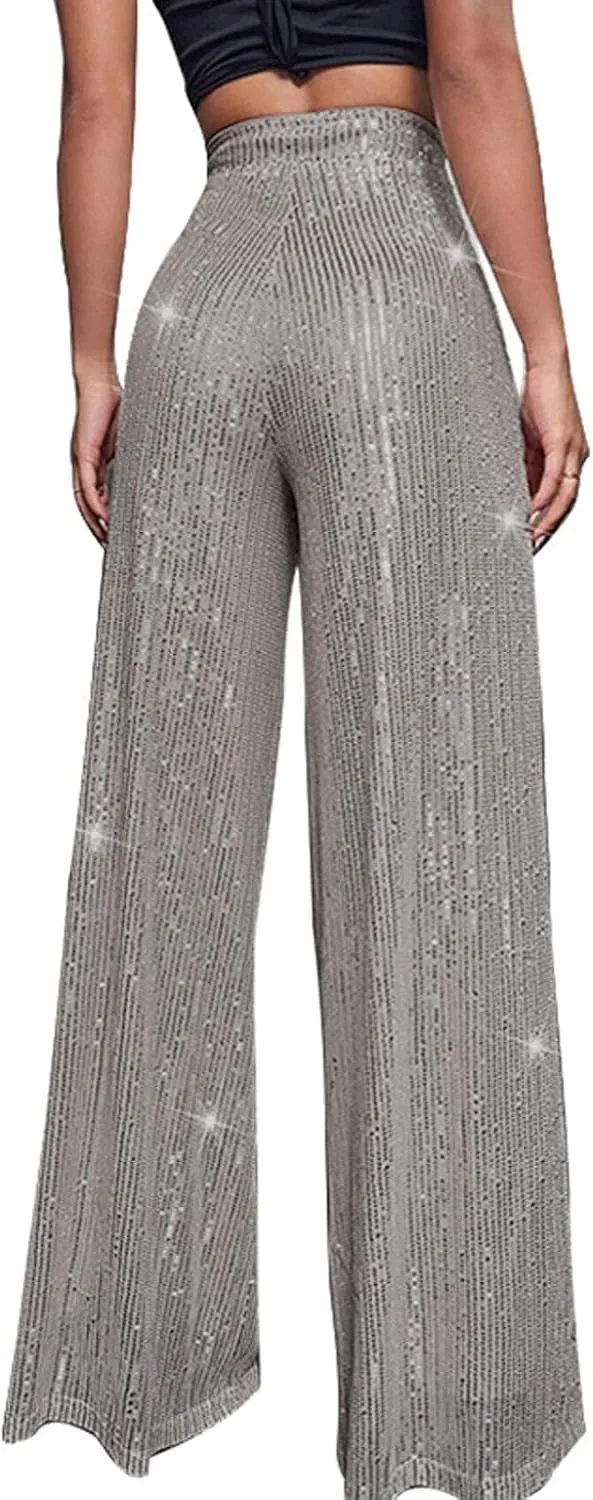 Women Wide Leg Pants 2024 Flowy Elastic Waist Pants Casual Palazzo Pants Baggy Casual Work Pants Spring Outfits