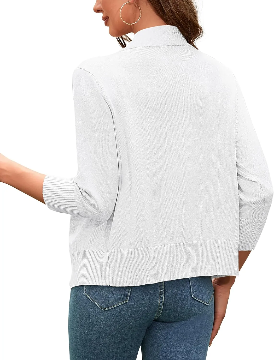 Women's 3/4 Sleeve Open Front Cropped Cardigan Sweaters Bolero Shrugs for Women S-XL
