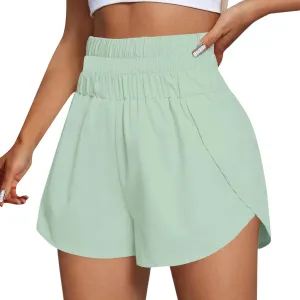 Womens Athletic Shorts High Waisted Running Shorts Gym Elastic Workout Shorts Casual Comfy Sport Shorts 2025