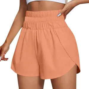 Womens Athletic Shorts High Waisted Running Shorts Gym Elastic Workout Shorts Casual Comfy Sport Shorts 2025