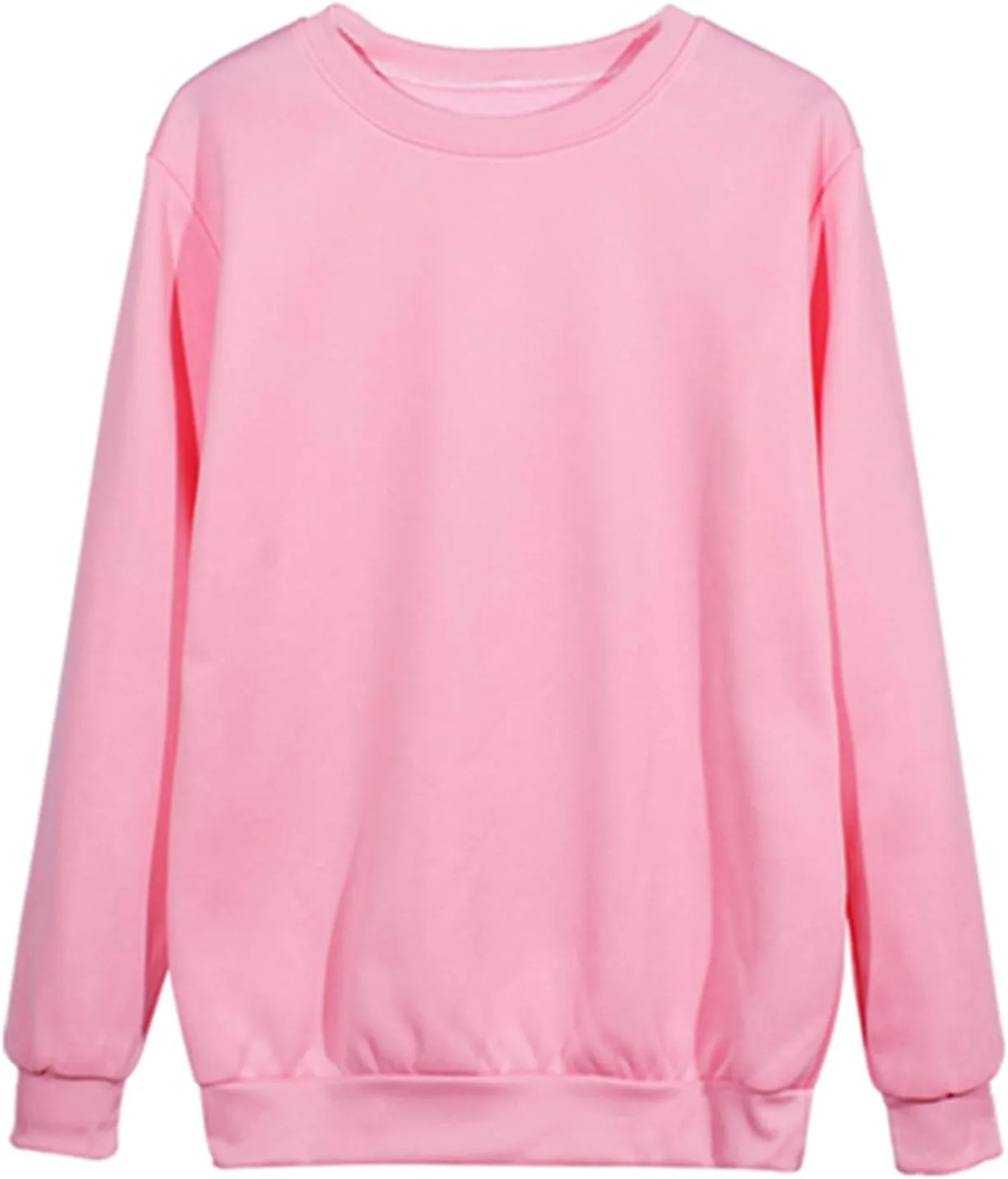 Women's Basic Sweatshirt,Casual Round Neck Solid Shirt Fashion Oversized Hoodie Elastic Hem Relaxed Fit Tops Pullover