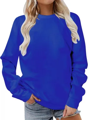 Women's Basic Sweatshirt,Casual Round Neck Solid Shirt Fashion Oversized Hoodie Elastic Hem Relaxed Fit Tops Pullover