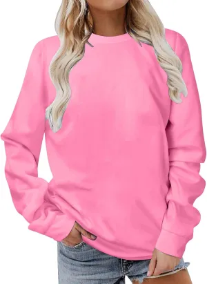 Women's Basic Sweatshirt,Casual Round Neck Solid Shirt Fashion Oversized Hoodie Elastic Hem Relaxed Fit Tops Pullover