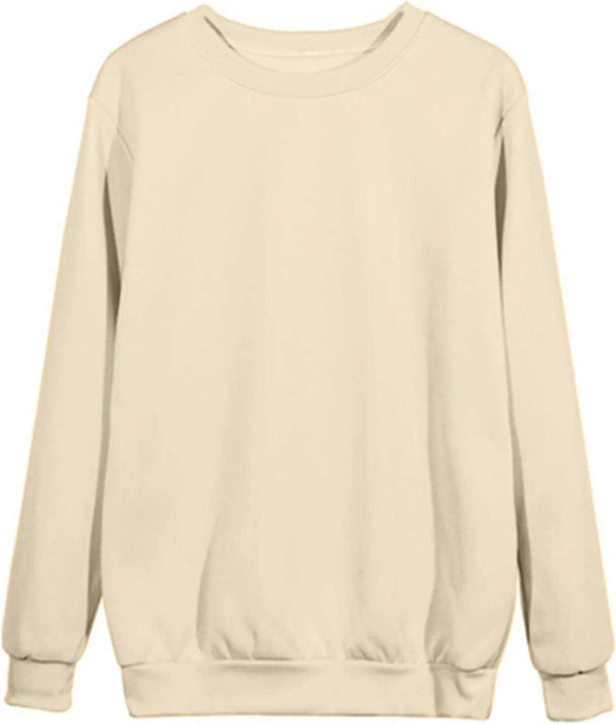 Women's Basic Sweatshirt,Casual Round Neck Solid Shirt Fashion Oversized Hoodie Elastic Hem Relaxed Fit Tops Pullover