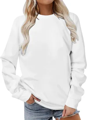 Women's Basic Sweatshirt,Casual Round Neck Solid Shirt Fashion Oversized Hoodie Elastic Hem Relaxed Fit Tops Pullover
