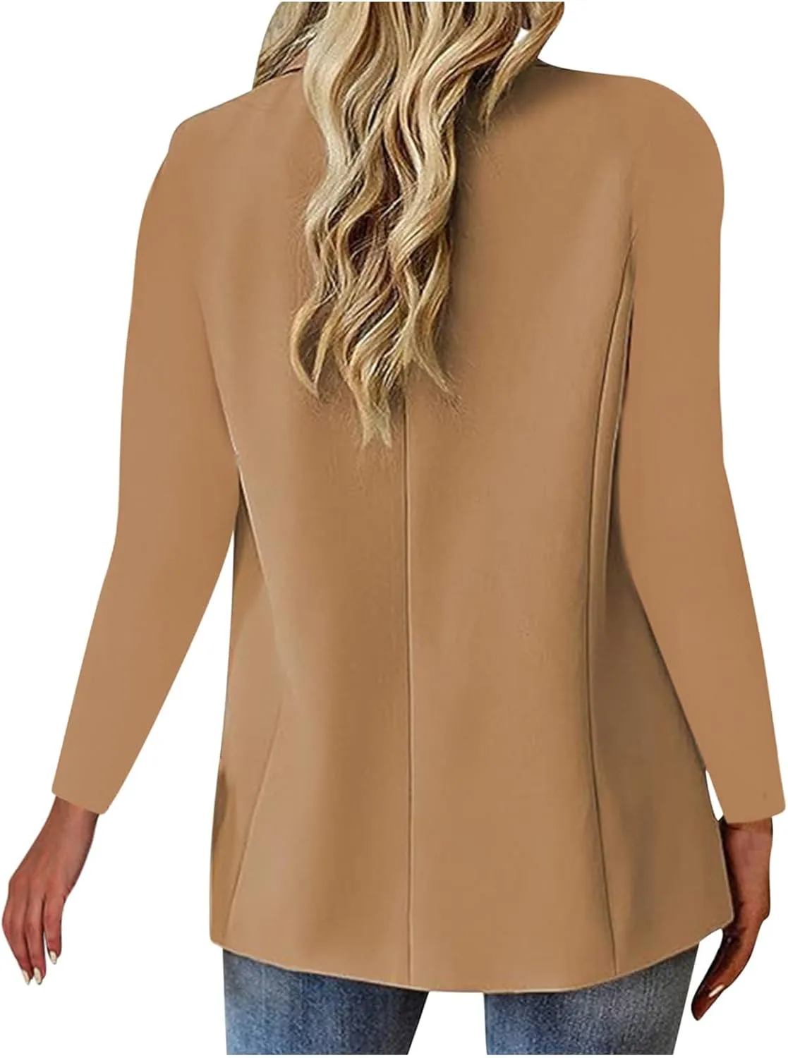 Women's Blazers Business Casual Long Sleeve Button Down Blazer Open Front Lapel Work Office Suits Jacket with Pockets