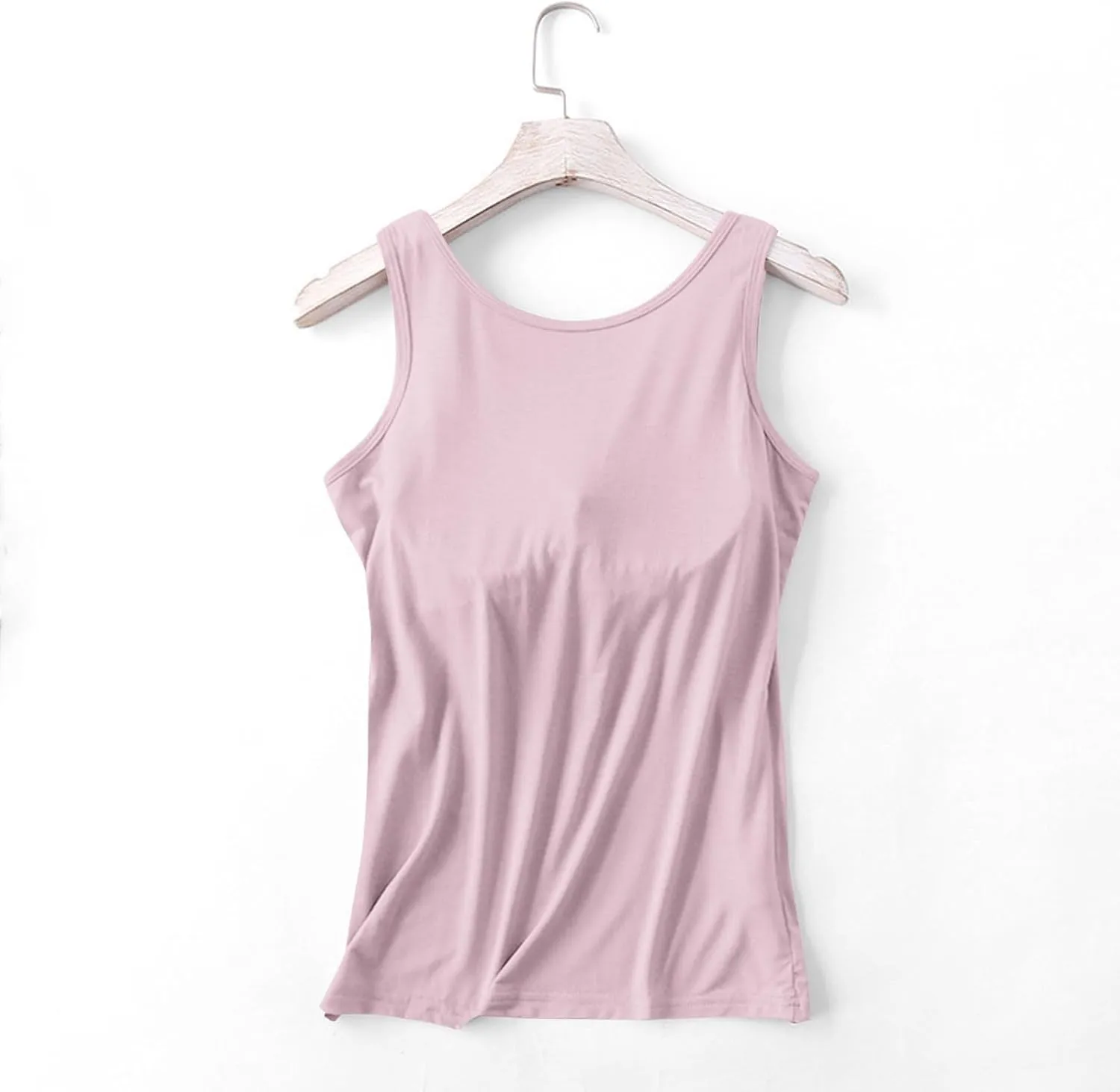 Womens Built in Bra Tank Tops Summer 2025 Sleeveless Crew Neck Basic Cami Shirt Racerback Yoga Athletic Blouses