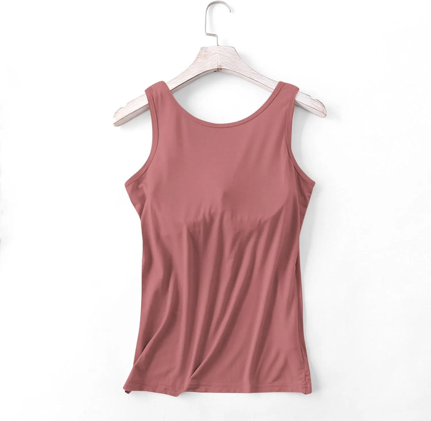 Womens Built in Bra Tank Tops Summer 2025 Sleeveless Crew Neck Basic Cami Shirt Racerback Yoga Athletic Blouses