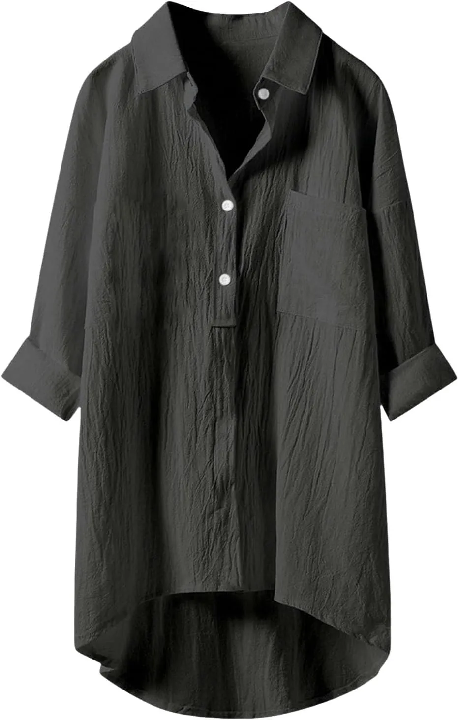 Womens Button Shirt Dresses Daily Casual High Low Irregular Hem Short/Half Sleeve Blouse Loose Summer Linen Tops 2025